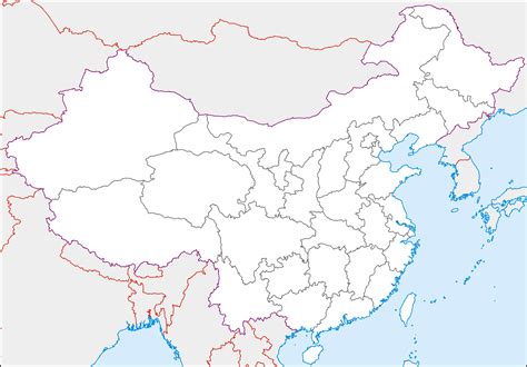 blank map of the countries in the china area